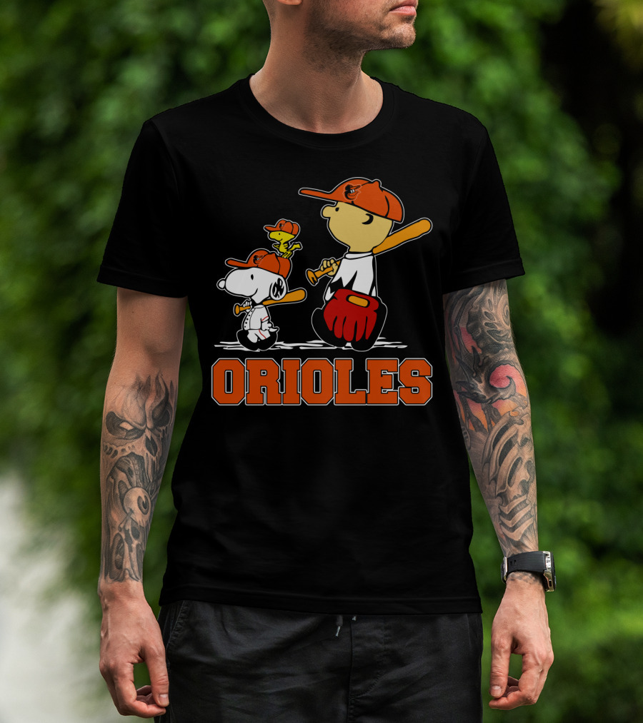 Orioles Baseball With Snoopy Woodstock And Peanuts Characters T-Shirt