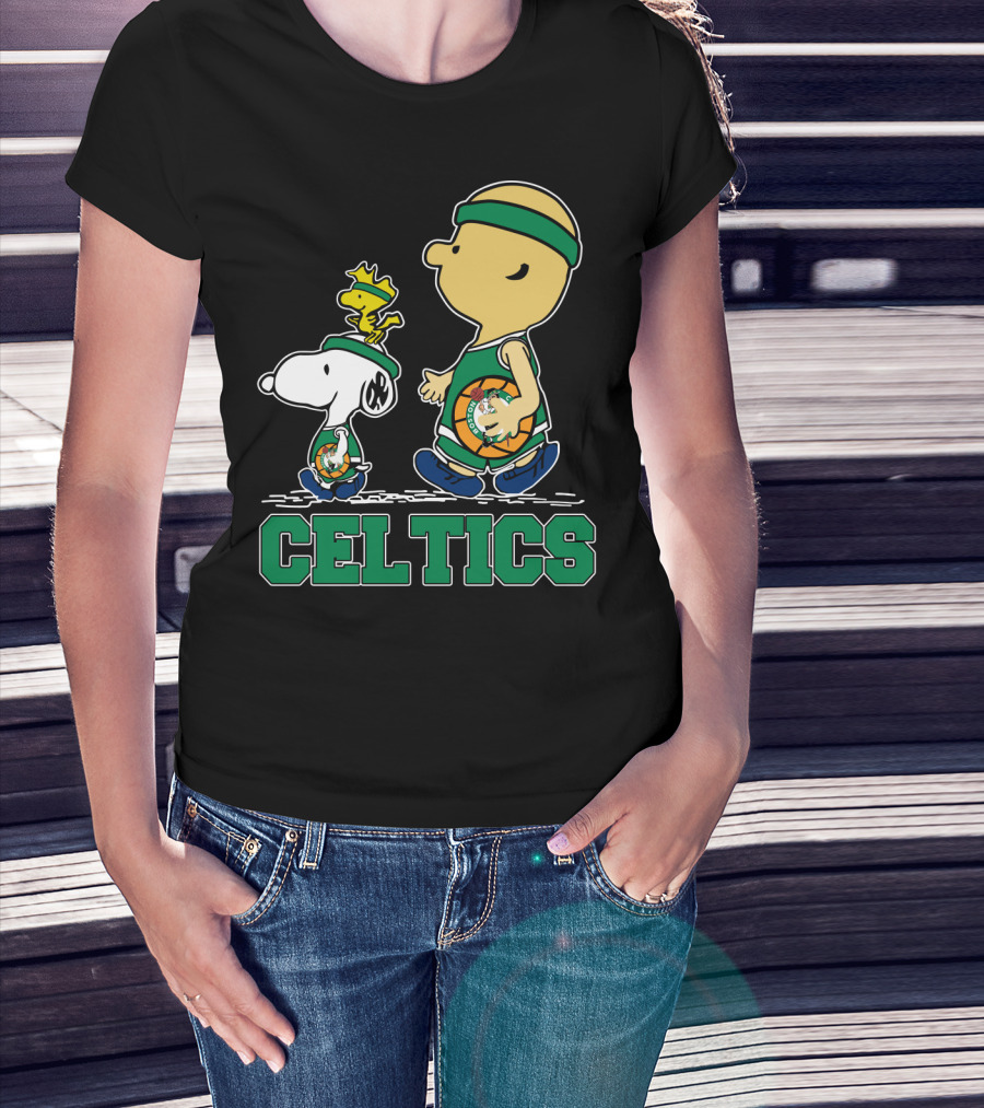 Celtics Snoopy And Friends With Basketball T-Shirt