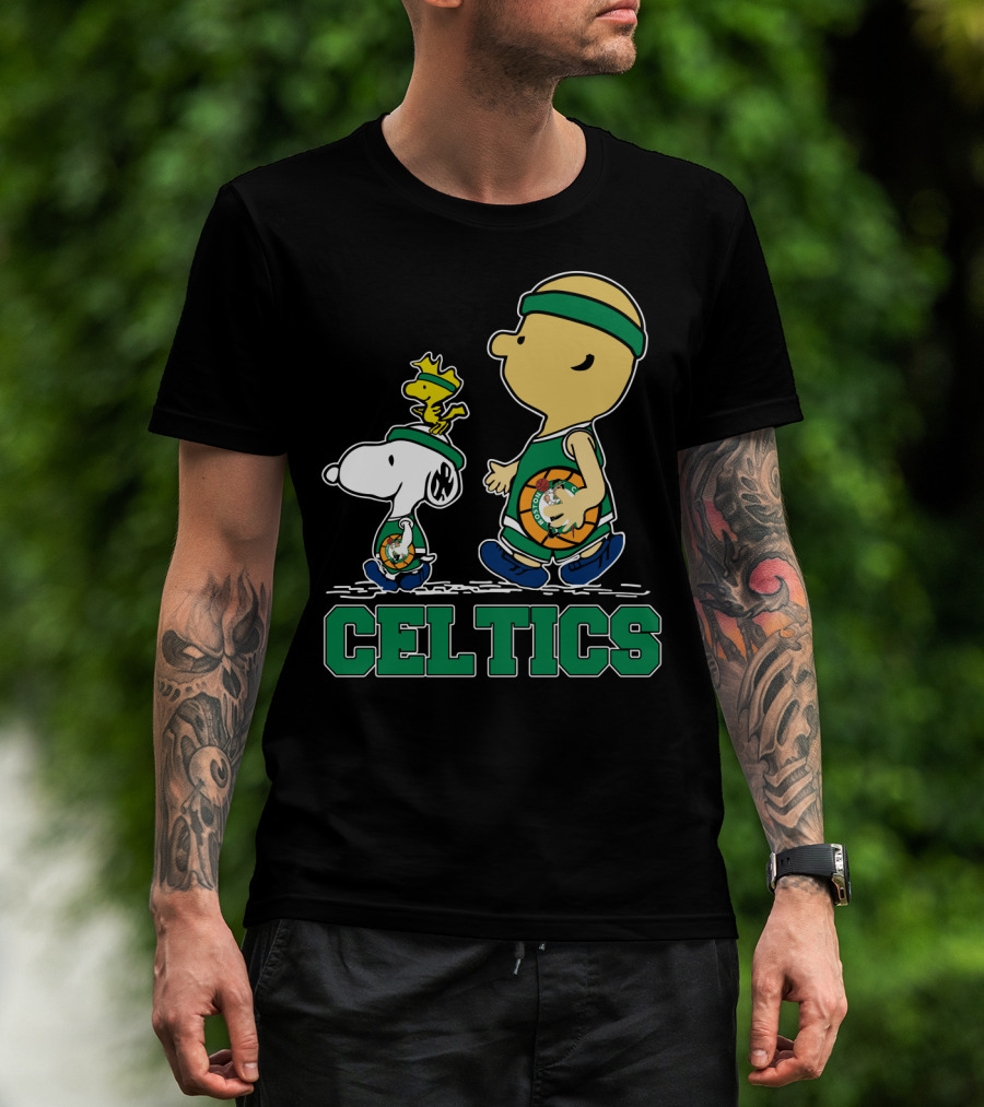 Celtics Snoopy And Friends With Basketball T-Shirt