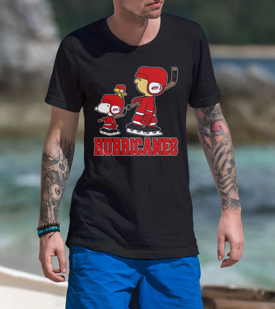 Snoopy Woodstock And Carolina Hurricanes Ice Hockey Fan Hurricanes T-Shirt
