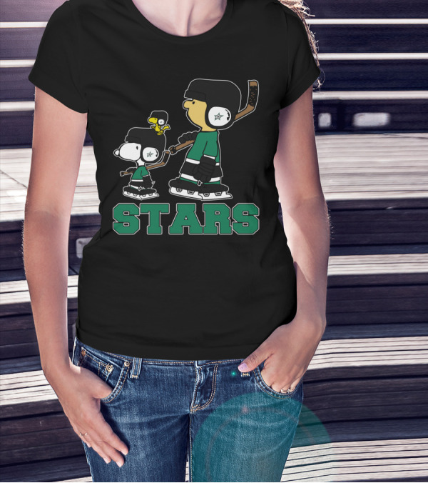 Snoopy And Woodstock Dallas Stars Hockey Team Fans With Stars T-Shirt