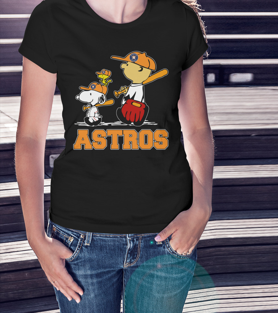 Snoopy Woodstock And Houston Astros Baseball Fans T-Shirt