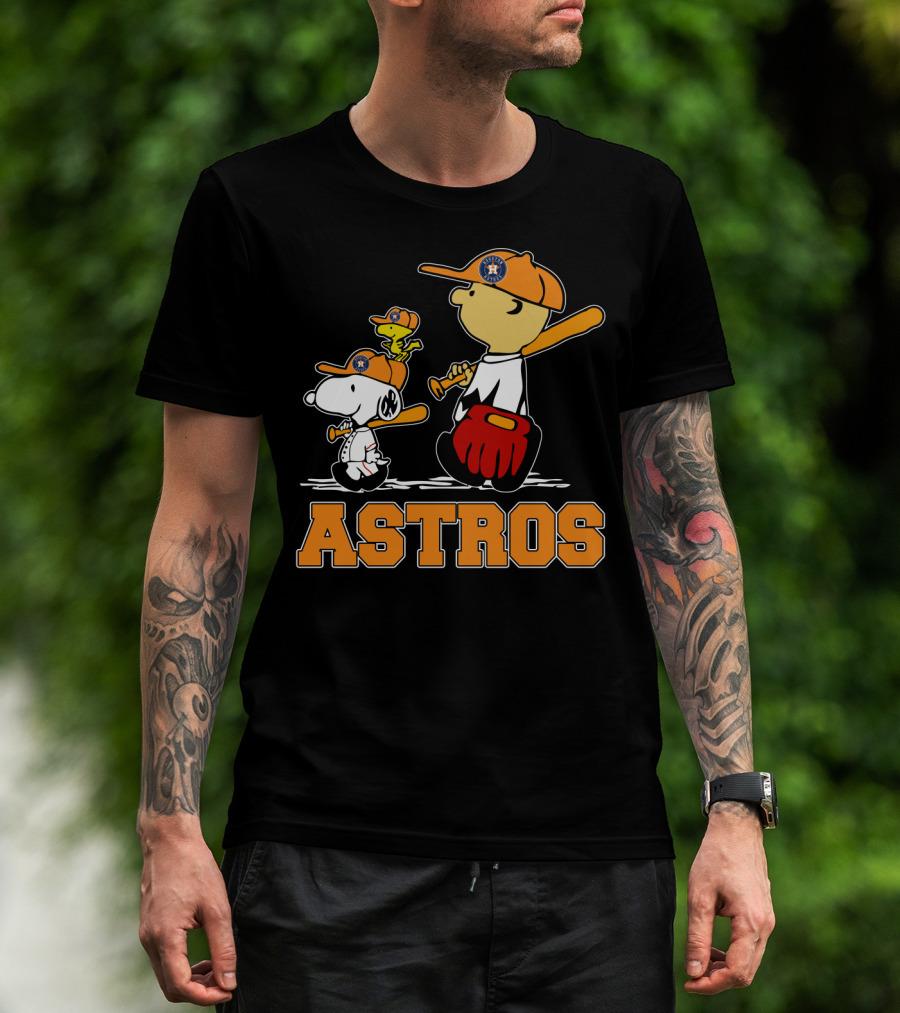 Snoopy Woodstock And Houston Astros Baseball Fans T-Shirt