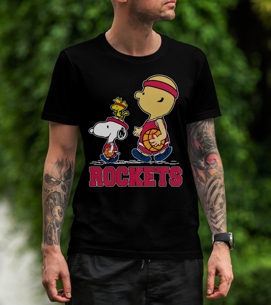 Snoopy Woodstock Basketball Rockets Peanuts Fans T-Shirt