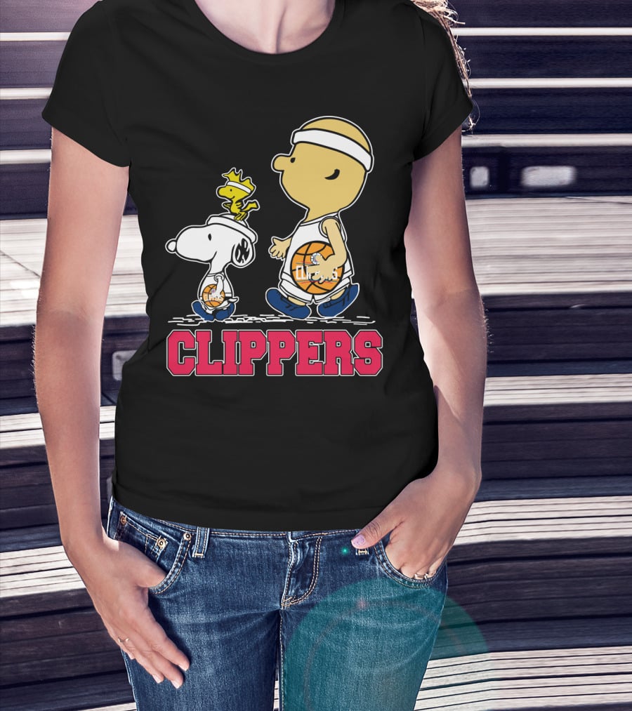 Snoopy And Woodstock Basketball With La Clippers Fans T-Shirt