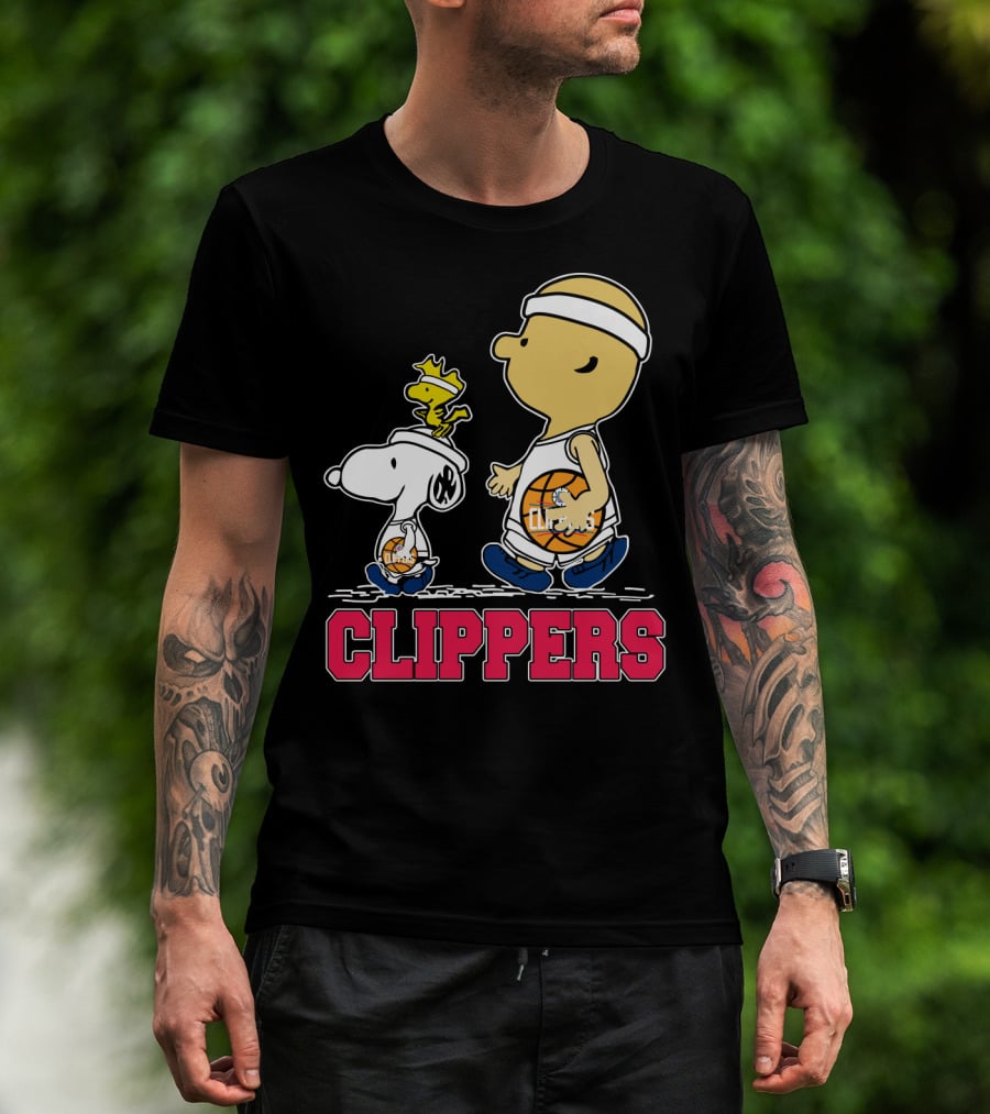 Snoopy And Woodstock Basketball With La Clippers Fans T-Shirt