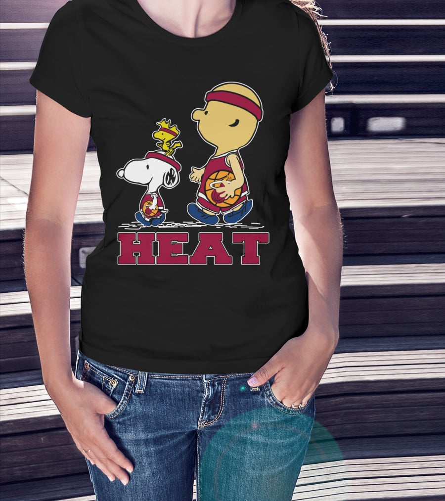Snoopy Woodstock Heat Team Fans Miami Basketball T-Shirt