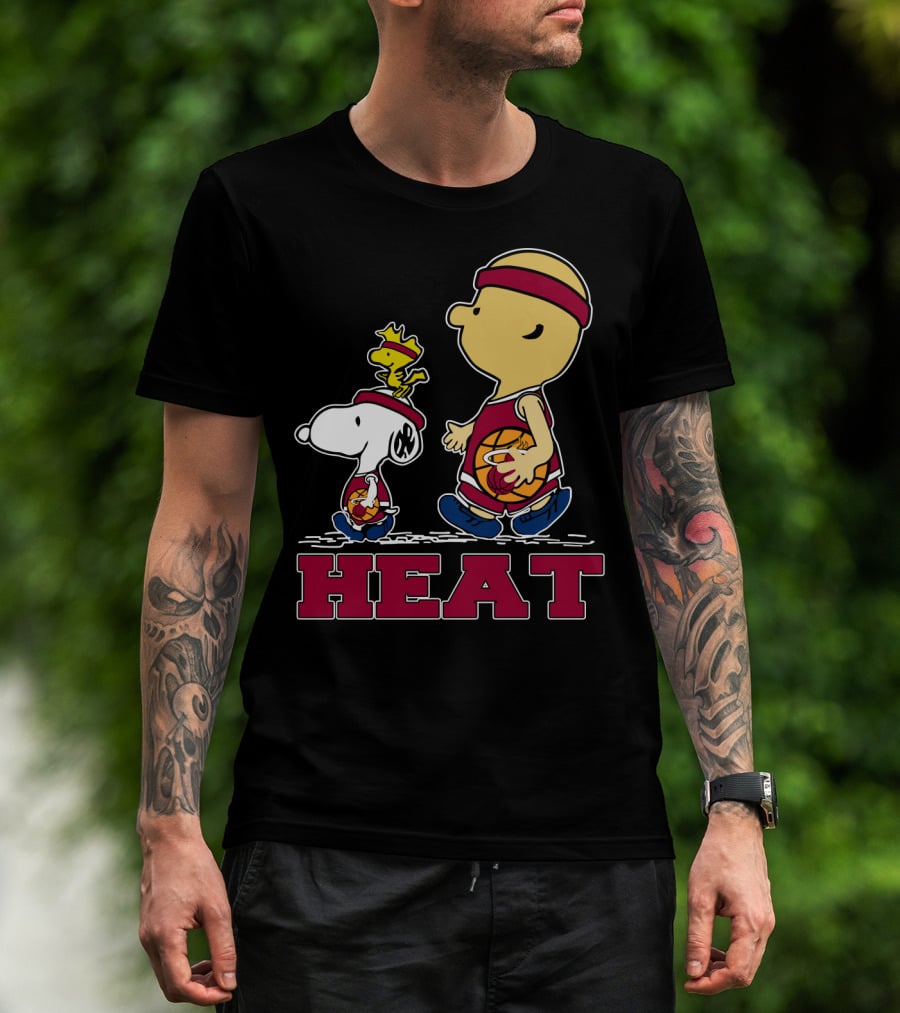 Snoopy Woodstock Heat Team Fans Miami Basketball T-Shirt