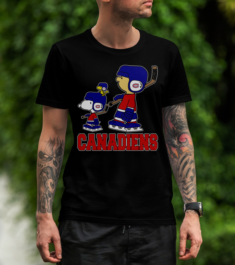 Snoopy Montreal Canadiens Fans Charlie Woodstock Hockey Team T-Shirt