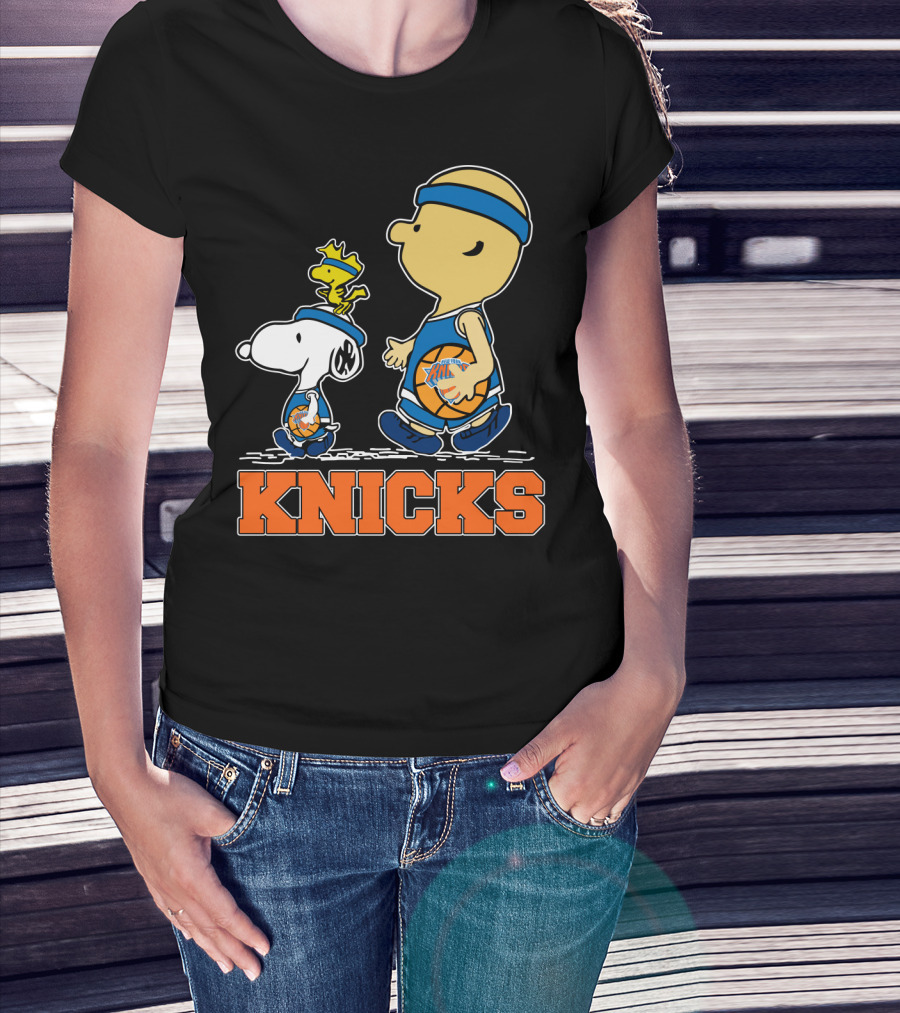 Snoopy Woodstock New York Knicks Basketball Fans Peanuts Characters T-Shirt