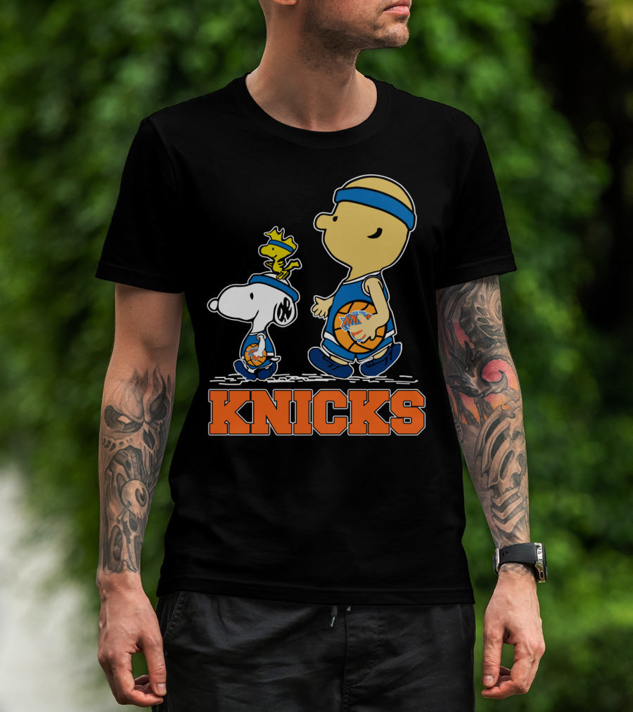 Snoopy Woodstock New York Knicks Basketball Fans Peanuts Characters T-Shirt