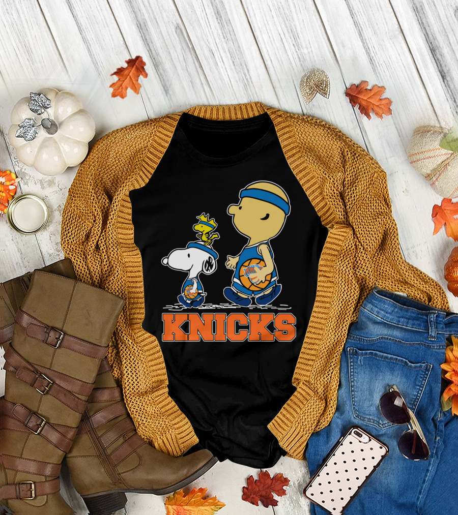 Snoopy Woodstock New York Knicks Basketball Fans Peanuts Characters T-Shirt
