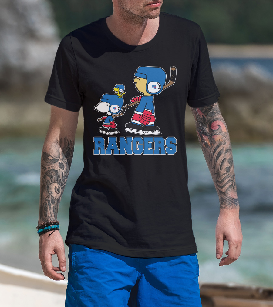 Rangers Snoopy And Woodstock Ice Hockey Team Fans T-Shirt