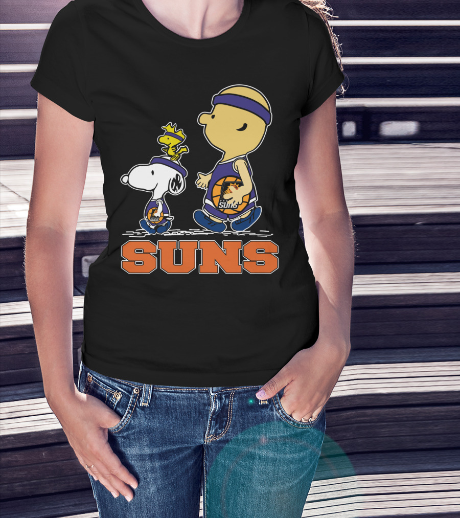 Snoopy And Woodstock In Phoenix Suns Basketball Jerseys T-Shirt