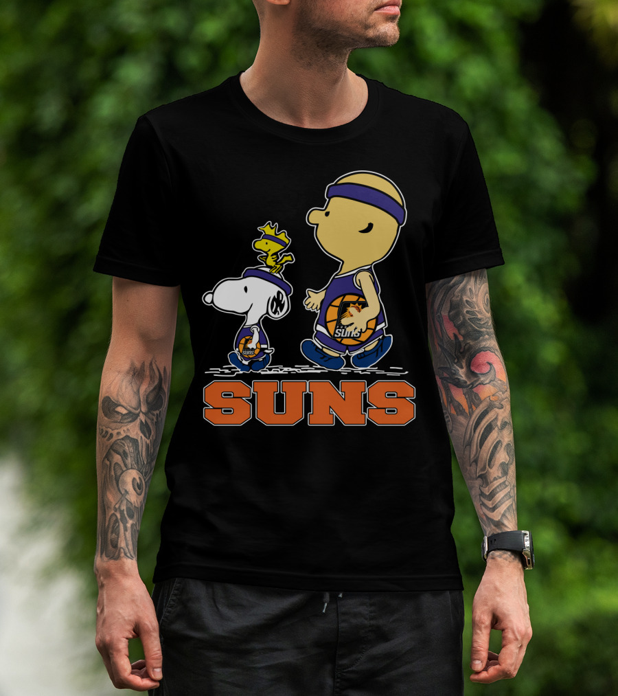 Snoopy And Woodstock In Phoenix Suns Basketball Jerseys T-Shirt