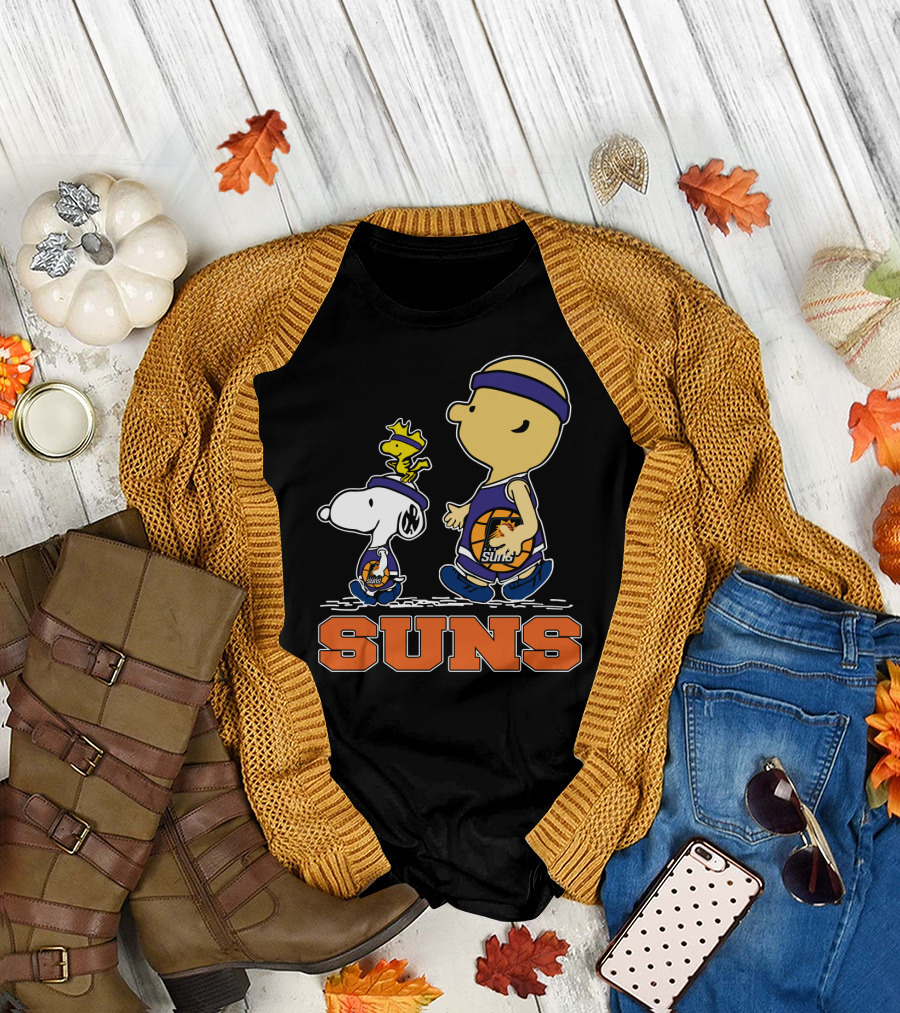 Snoopy And Woodstock In Phoenix Suns Basketball Jerseys T-Shirt