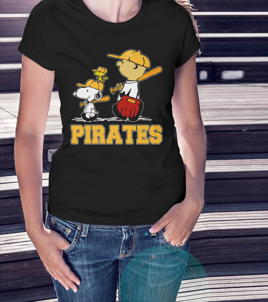 Snoopy Woodstock Pirates Baseball Fan Gear T-Shirt