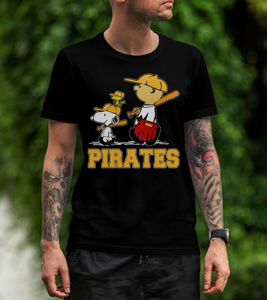 Snoopy Woodstock Pirates Baseball Fan Gear T-Shirt