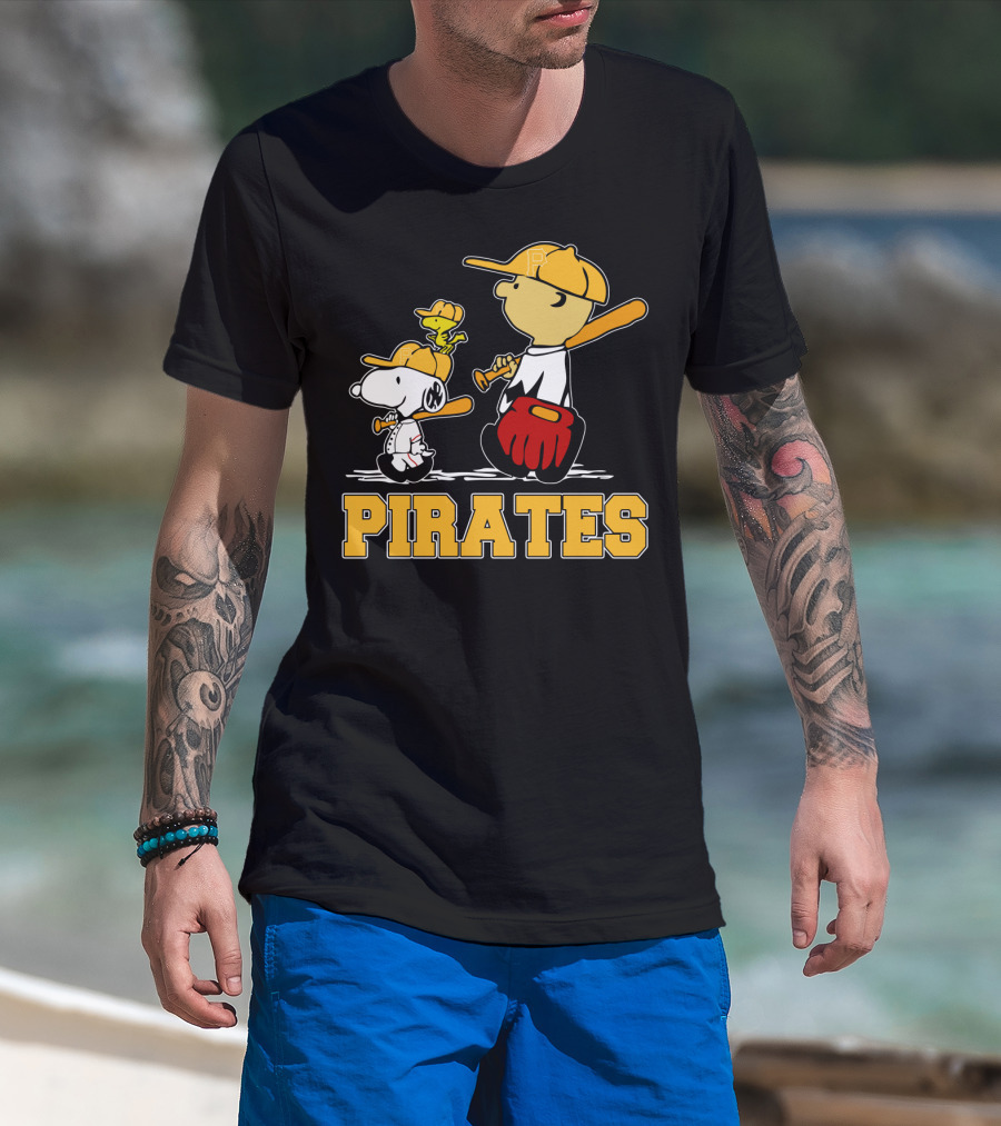 Snoopy Woodstock Pirates Baseball Fan Gear T-Shirt