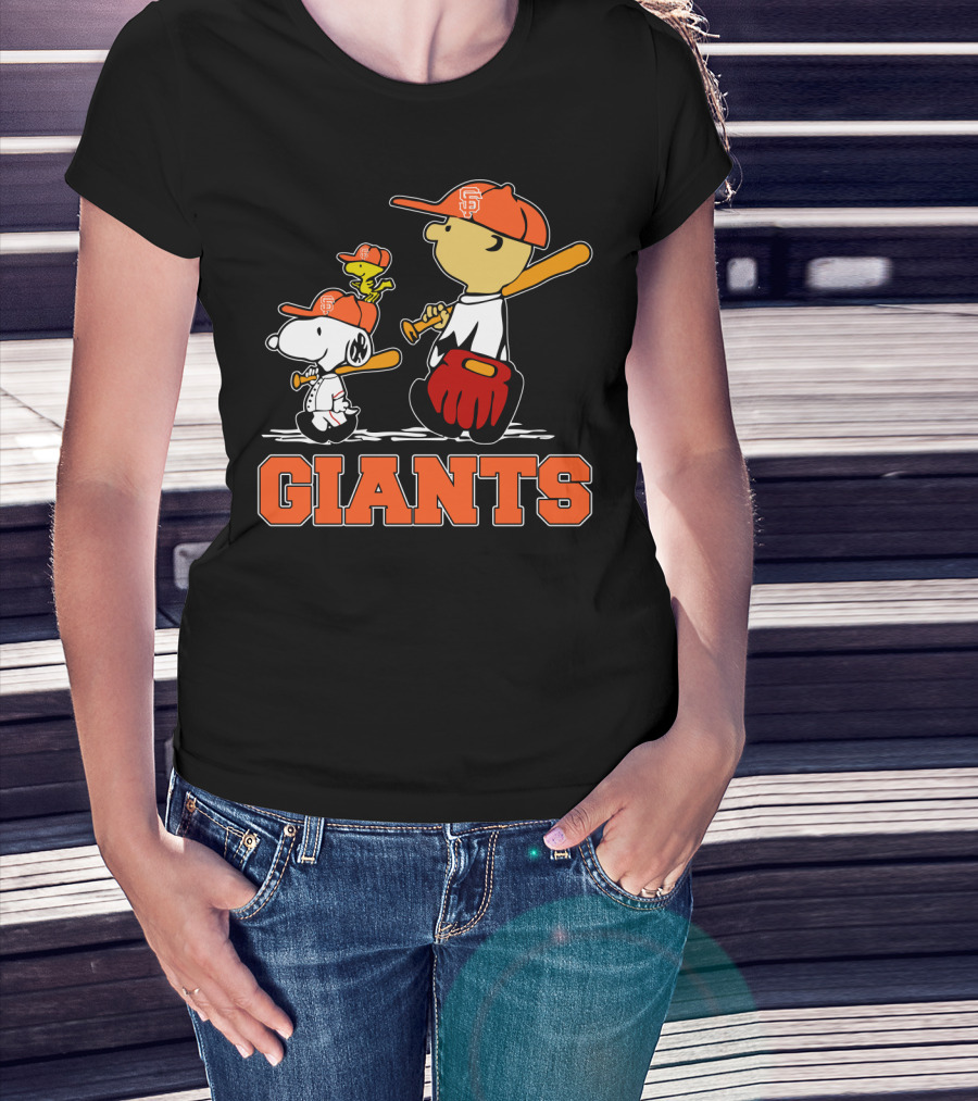 Snoopy Baseball San Francisco Giants Fans Charlie Brown Woodstock T-Shirt