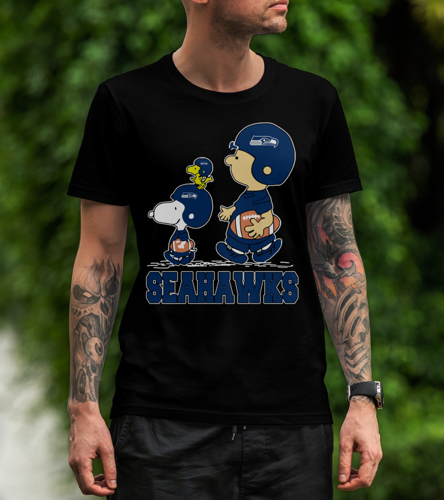 Snoopy Seattle Seahawks Football Fans Peanuts Characters T-Shirt