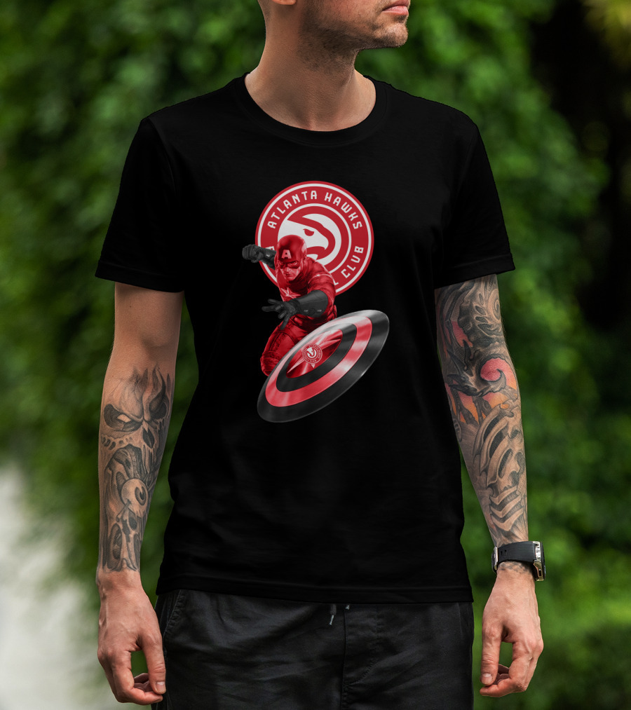 Atlanta Hawks Club Captain America Shield T-Shirt