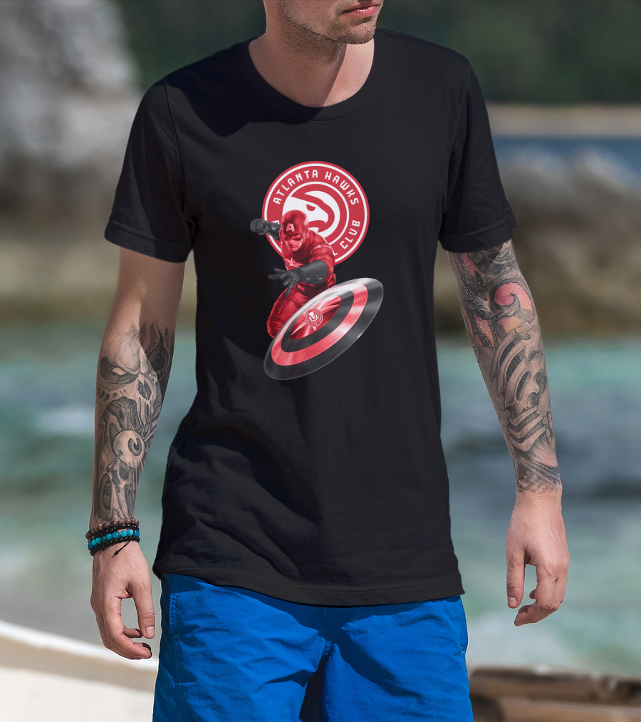 Atlanta Hawks Club Captain America Shield T-Shirt