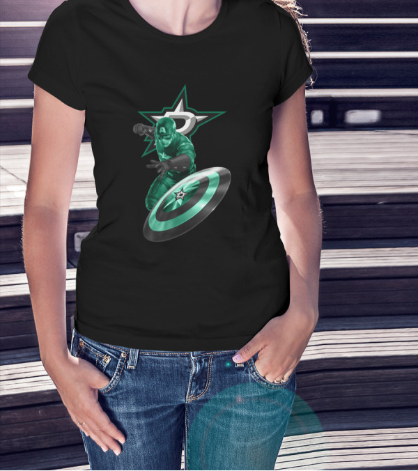 Dallas Stars And Captain America Crossover For Fans T-Shirt