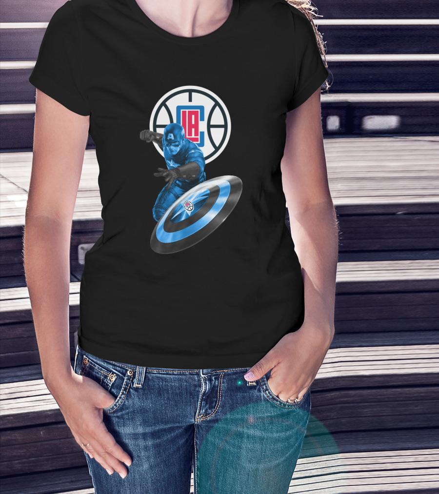La Clippers And Captain America Shield Hero Crossover T-Shirt