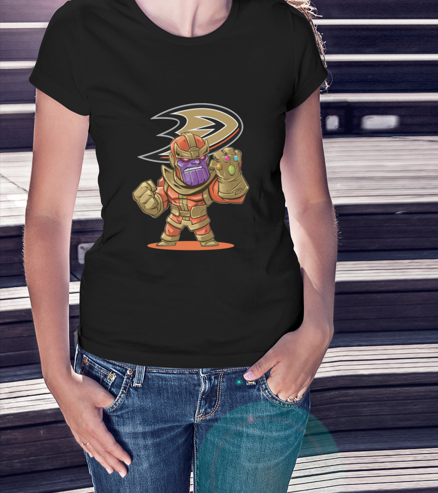 Thanos Anaheim Ducks Avengers Infinity Gauntlet Cartoon Style Character T-Shirt