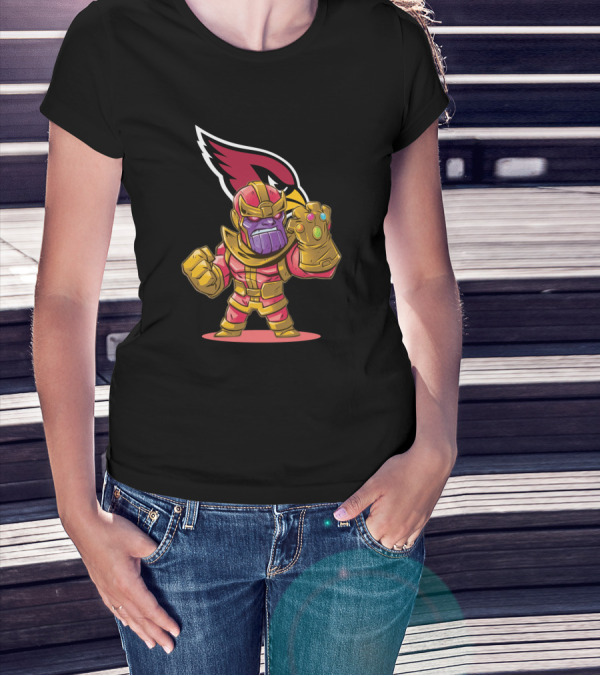Thanos With Infinity Gauntlet And Arizona Cardinals Logo Combo T-Shirt