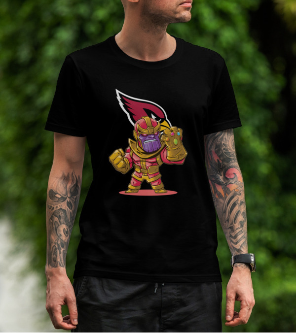 Thanos With Infinity Gauntlet And Arizona Cardinals Logo Combo T-Shirt