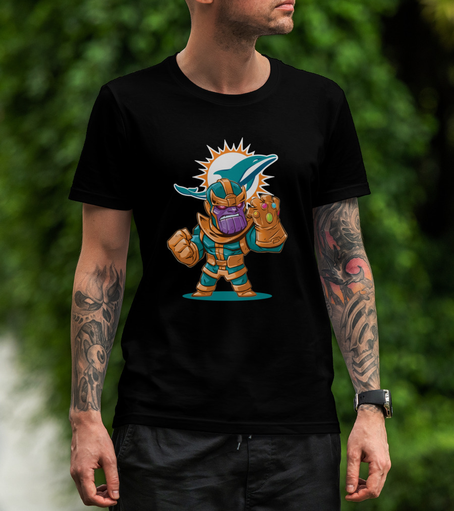 Thanos Miami Dolphins Logo Mashup T-Shirt