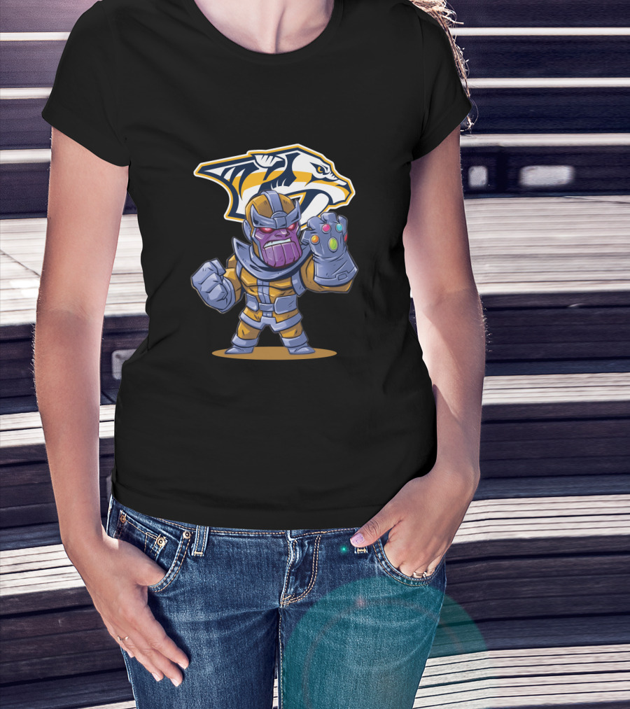 Thanos Nashville Predators Logo Infinity Gauntlet T-Shirt