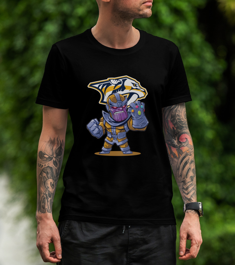 Thanos Nashville Predators Logo Infinity Gauntlet T-Shirt