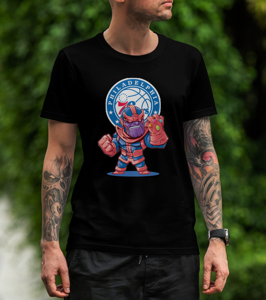 Philadelphia 76ers Marvel Thanos Crossover T-Shirt