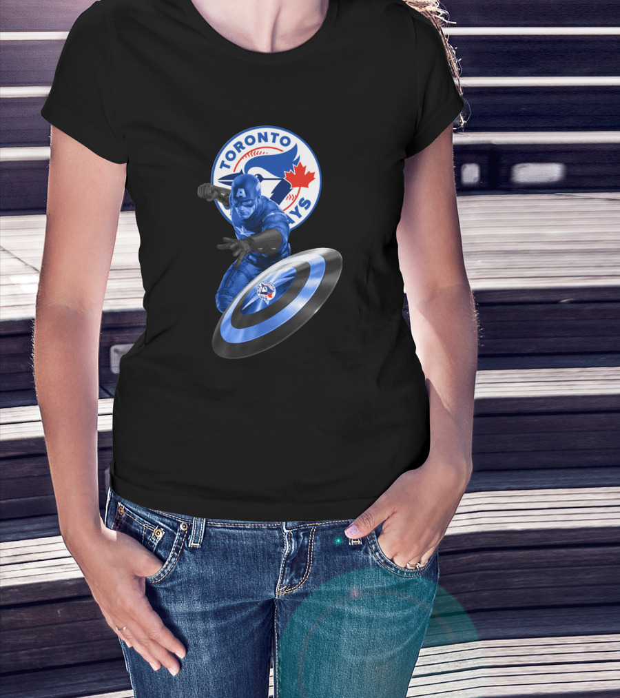 Toronto Blue Jays Captain America Collaboration With Shield And Team T-Shirt