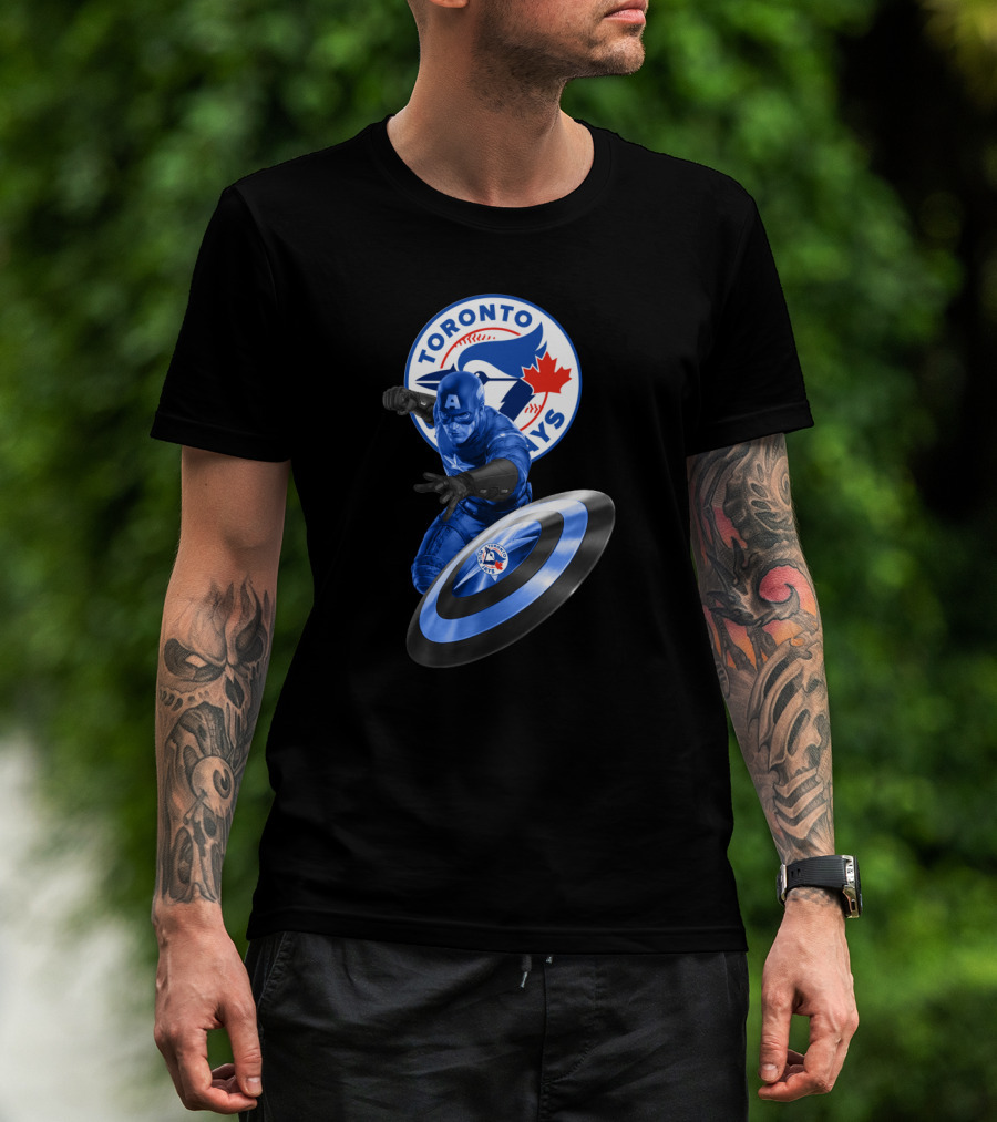 Toronto Blue Jays Captain America Collaboration With Shield And Team T-Shirt