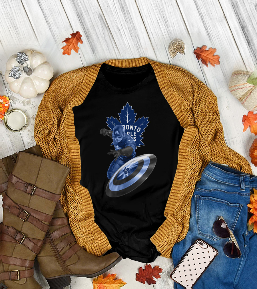 Toronto Maple Leafs Captain America Crossover with Maple Leaf Shield T-Shirt