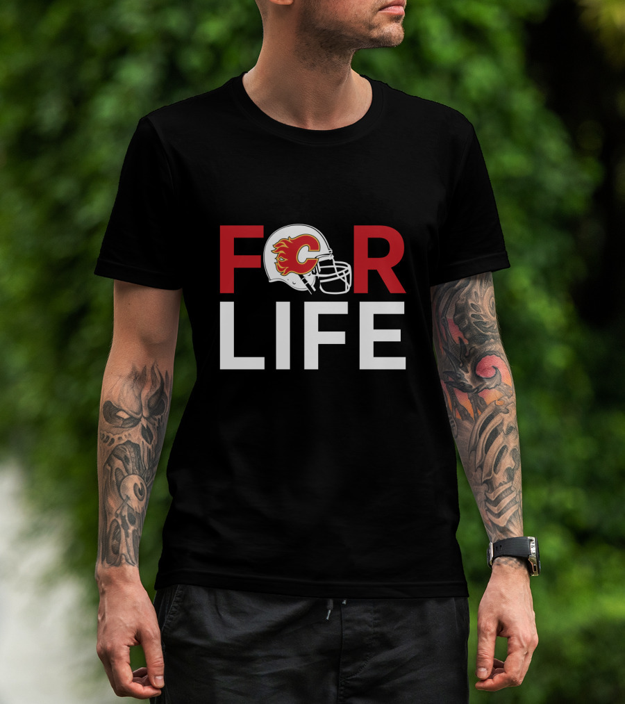 Calgary Flames Helmet For Life For Fans T-Shirt