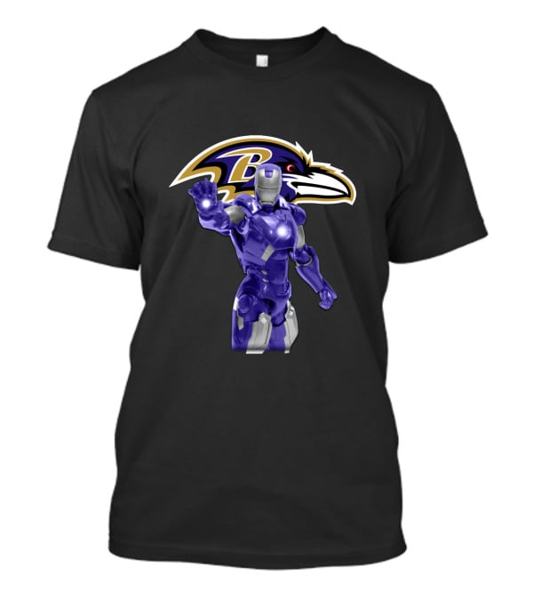 Iron Man Baltimore Ravens Fans Avengers Crossover Football Team Symbol T-Shirt