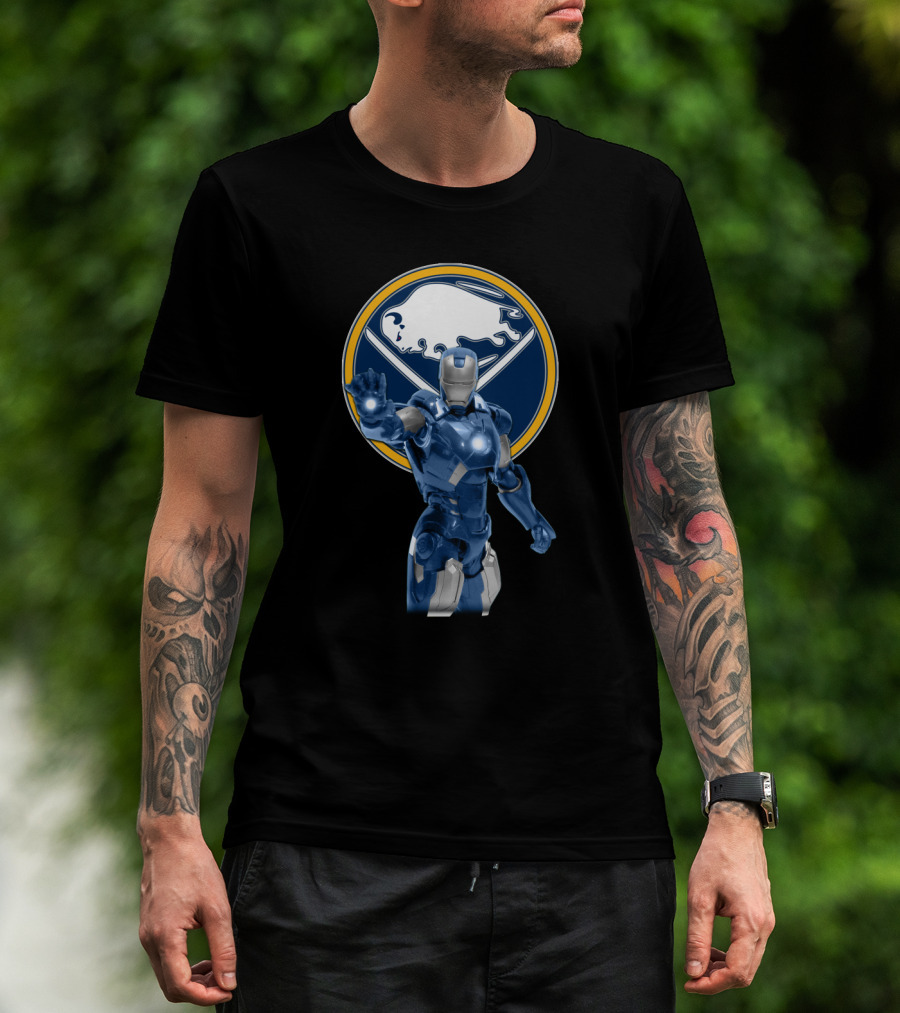 Iron Man Buffalo Sabres Hockey Marvel Crossover T-Shirt