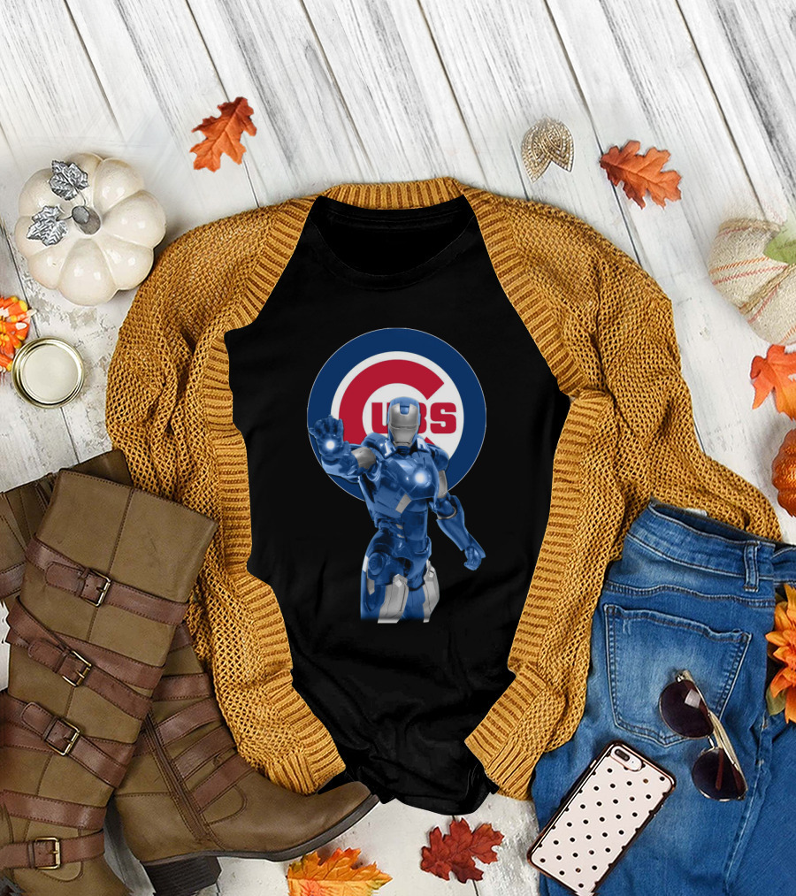 Chicago Cubs Iron Man Crossover Marvel Merchandise T-Shirt