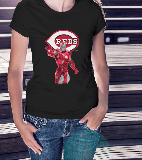 Iron Man Cincinnati Reds Collaboration Mascot Concept Marvel Baseball T-Shirt