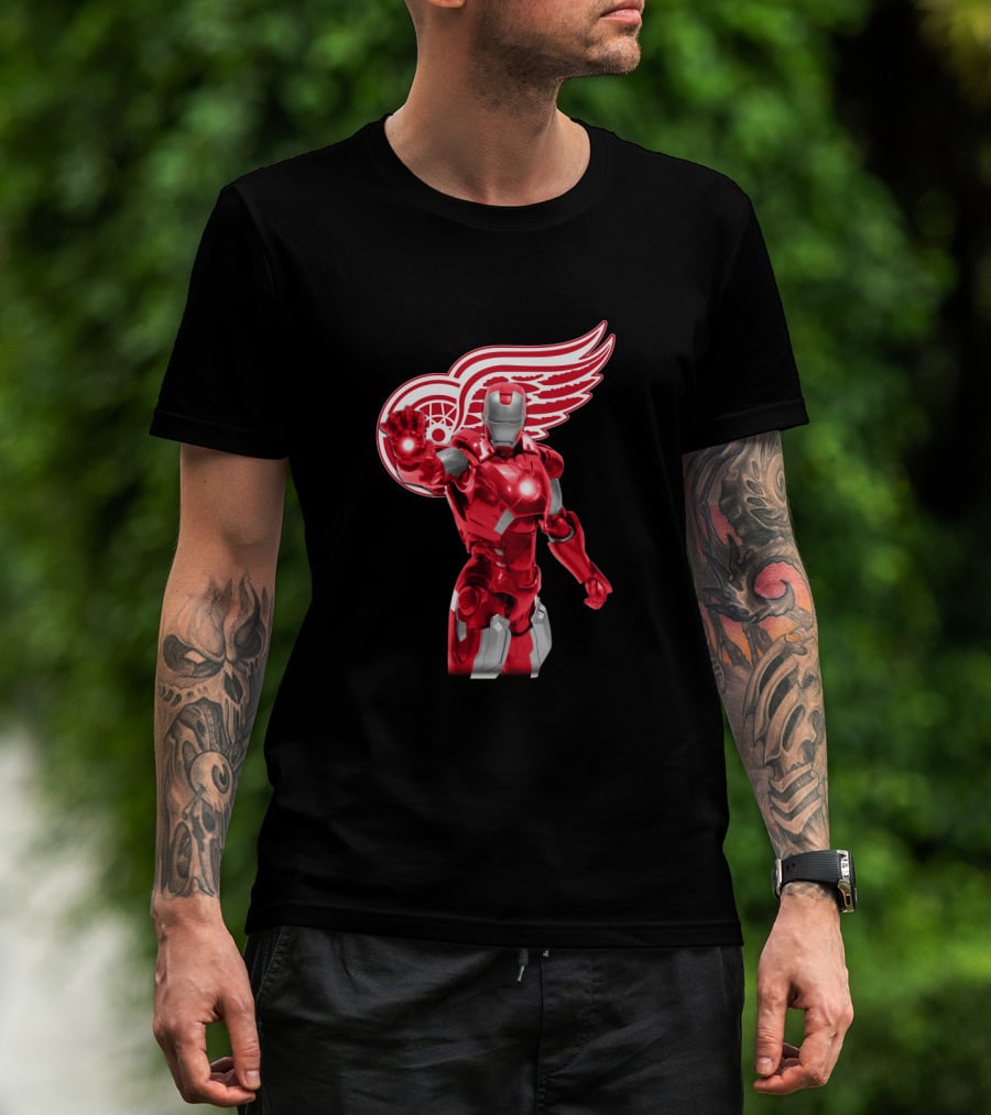 Iron Man Detroit Red Wings Crossover Marvel NHL Collaboration T-Shirt