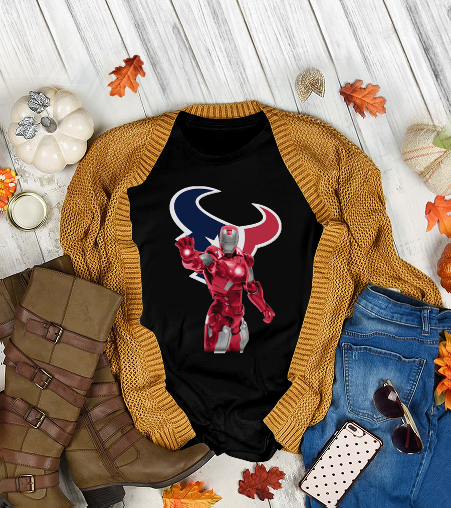 Iron Man Houston Texans Superhero Fusion For Fans T-Shirt