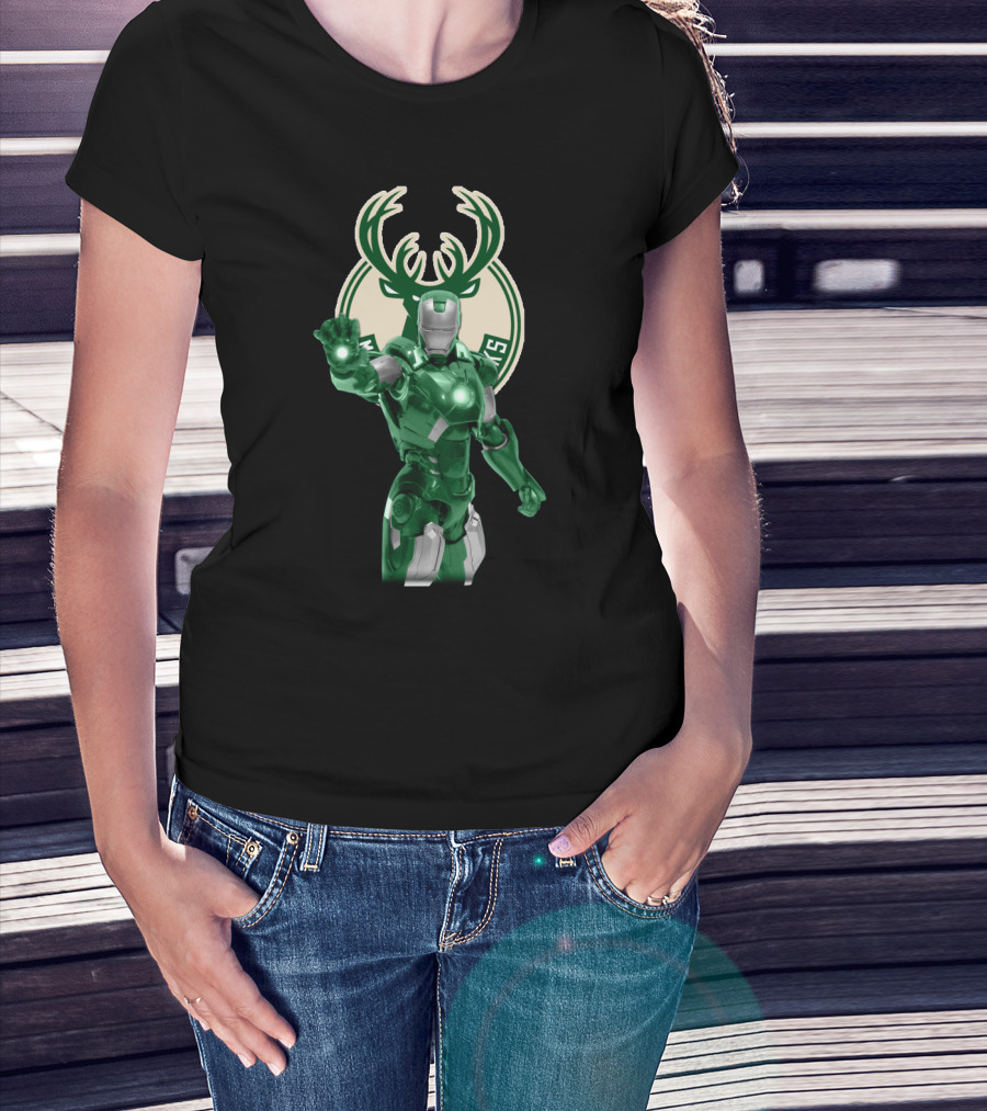 Iron Man Milwaukee Bucks Marvel Crossover Fan T-Shirt