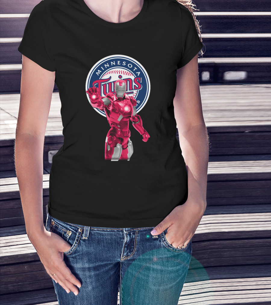 Iron Man And Minnesota Twins Crossover Logo Fusion T-Shirt