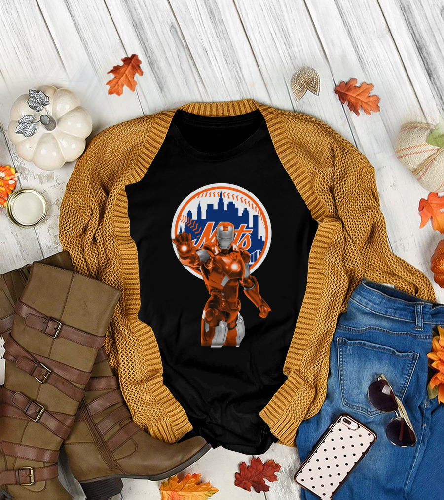 Iron Man Crossover with New York Mets Iconic Team and Hero Fusion T-Shirt