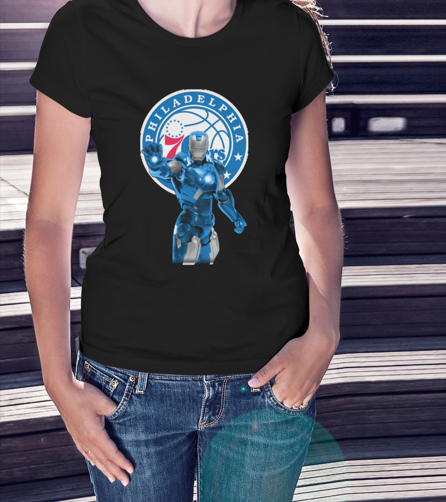 Iron Man Philadelphia 76ers Basketball Crossover Fans T-Shirt